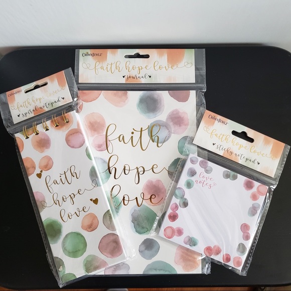 CROWNJEWLZ FAITH HOPE LOVE JOURNAL NOTEPAD 3PC NEW - Picture 1 of 1
